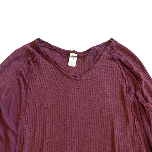 We The Free People Catalina High Low Thermal Long Sleeve Shirt Top Size Small - Picture 3 of 12